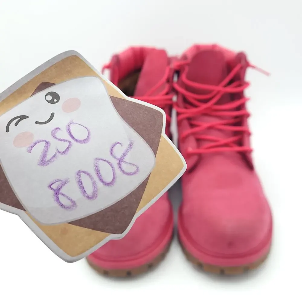 Timberland 6 inch Premium Boots Dark Pink Nubuck 50th Anniversary girls size 5.5